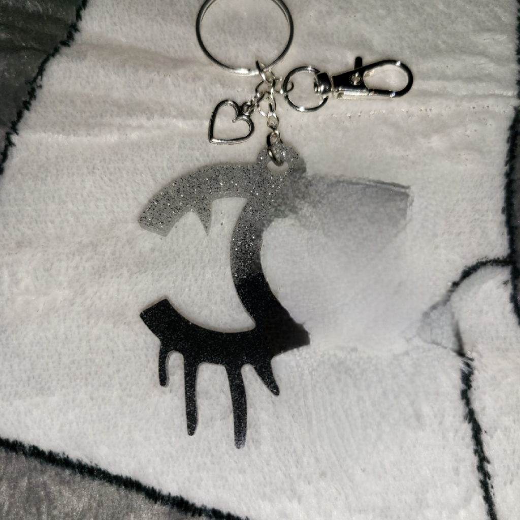 Black  Sliver Glitter Ccc Dripping Keychain